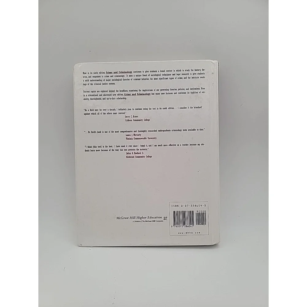 Crime and Criminology by Sue Titus‎ Reid (1999, Hardcover)